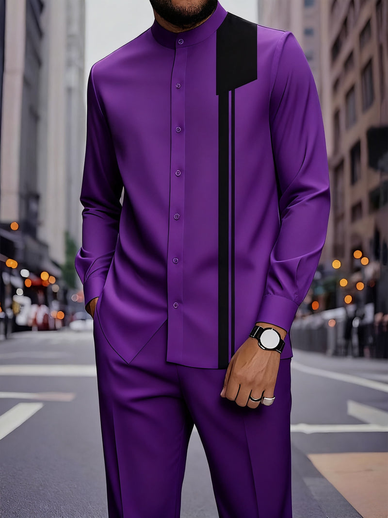 2pcs Pius Men's Suit Set - Tailored Matching Business & Formal Wear.