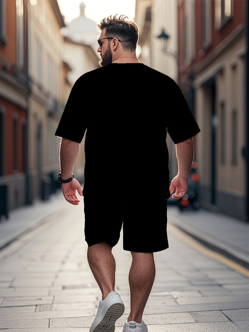 Plus Size Men's 'You Are The King' Print Fashion Crew Neck.