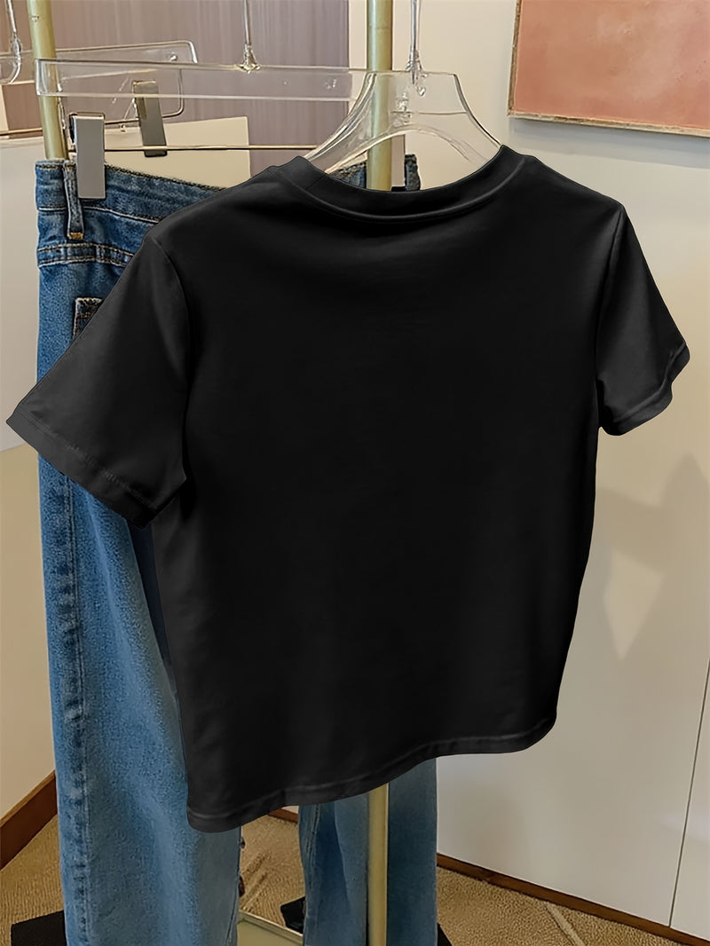 Women's Casual Home Printed Round Neck Pure Short Sleeve.