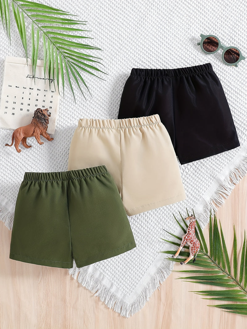 Boys Lion Print Shorts Three-Pack, Perfect for Outdoor.