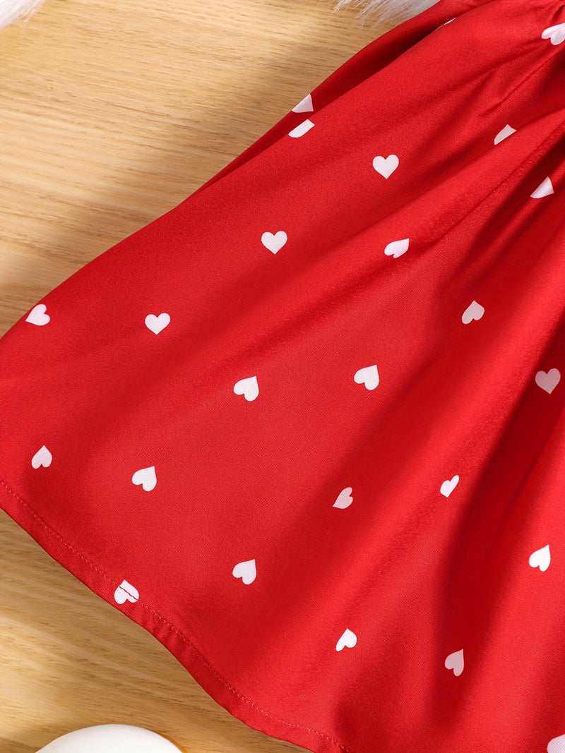 Ramadan Adorable Heart-Print Tunic Dress For Girls.