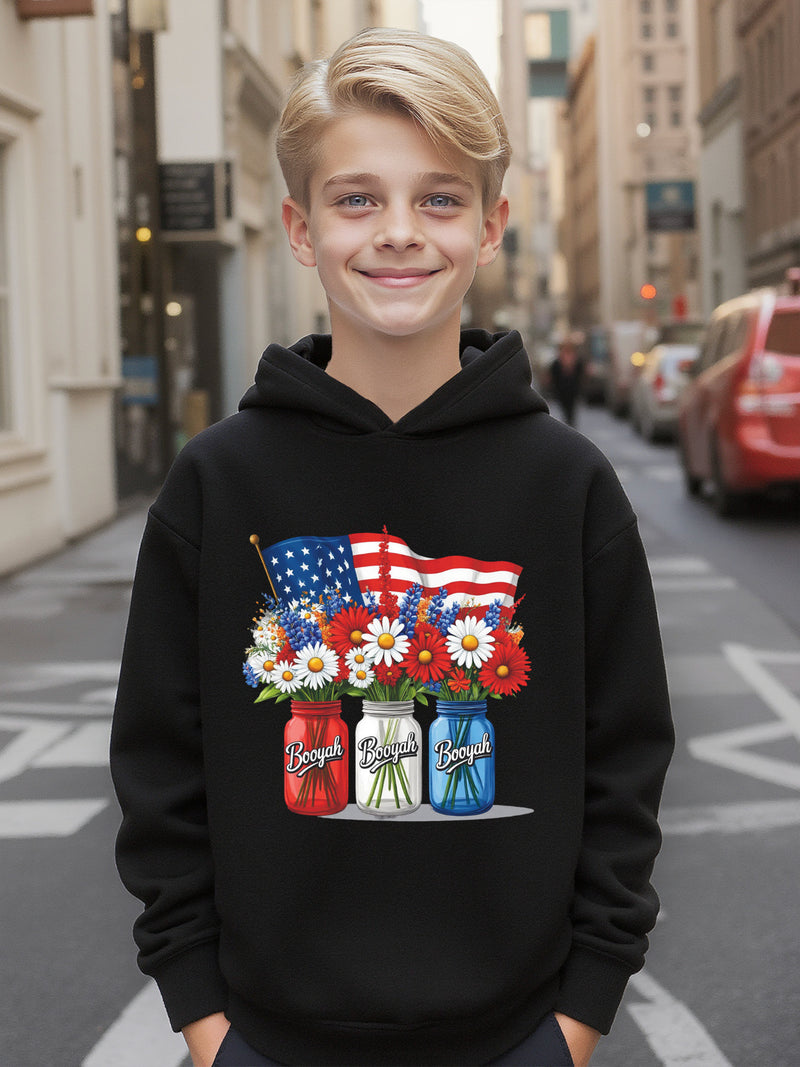 Boys USA Flag & Stars Stripes Hooded Sweatshirt - Boys 0-2 Years Old.