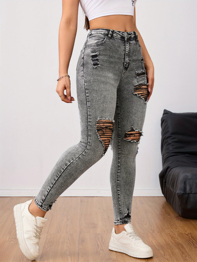 Women's Skinny Jeans - Stretchy Non-Belted Pants.