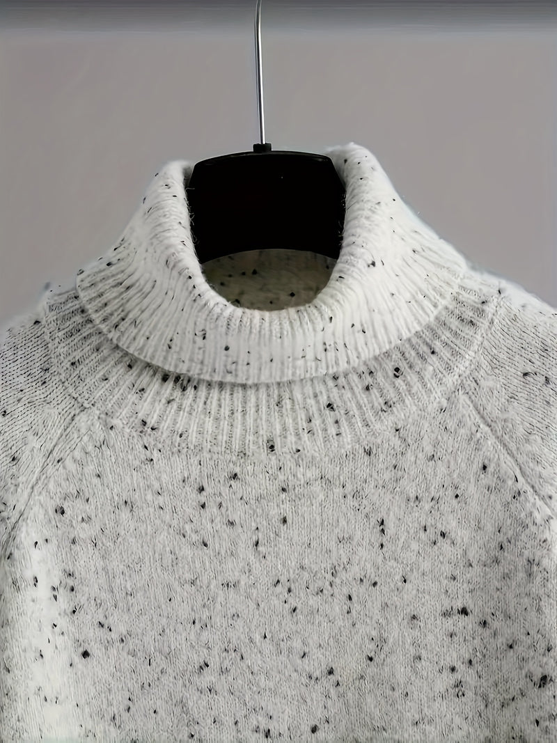 Elegant Women's Set High-Neck Long-Sleeve Sweater and Matching Pants.