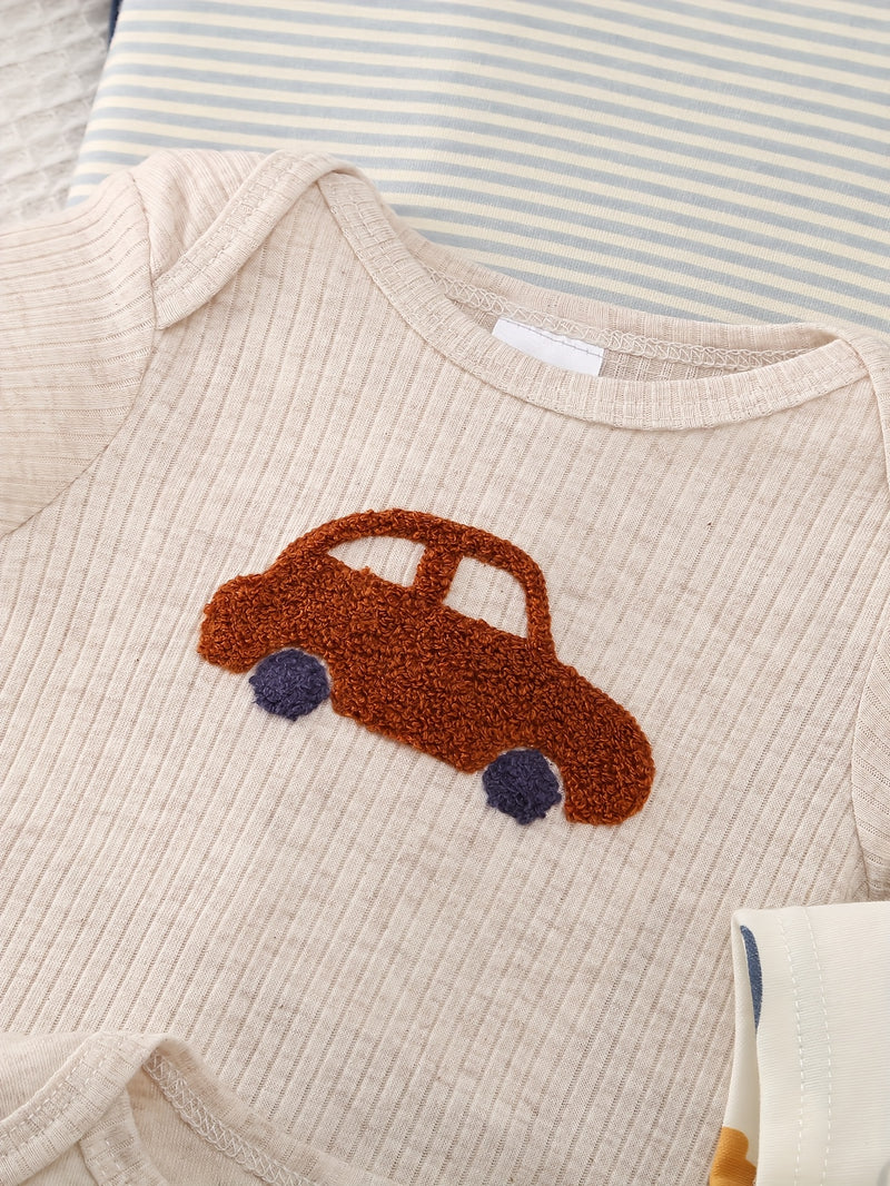 8pcs Newborn Baby Comfortable Bodysuit, Cartoon  and Animal Patterns.