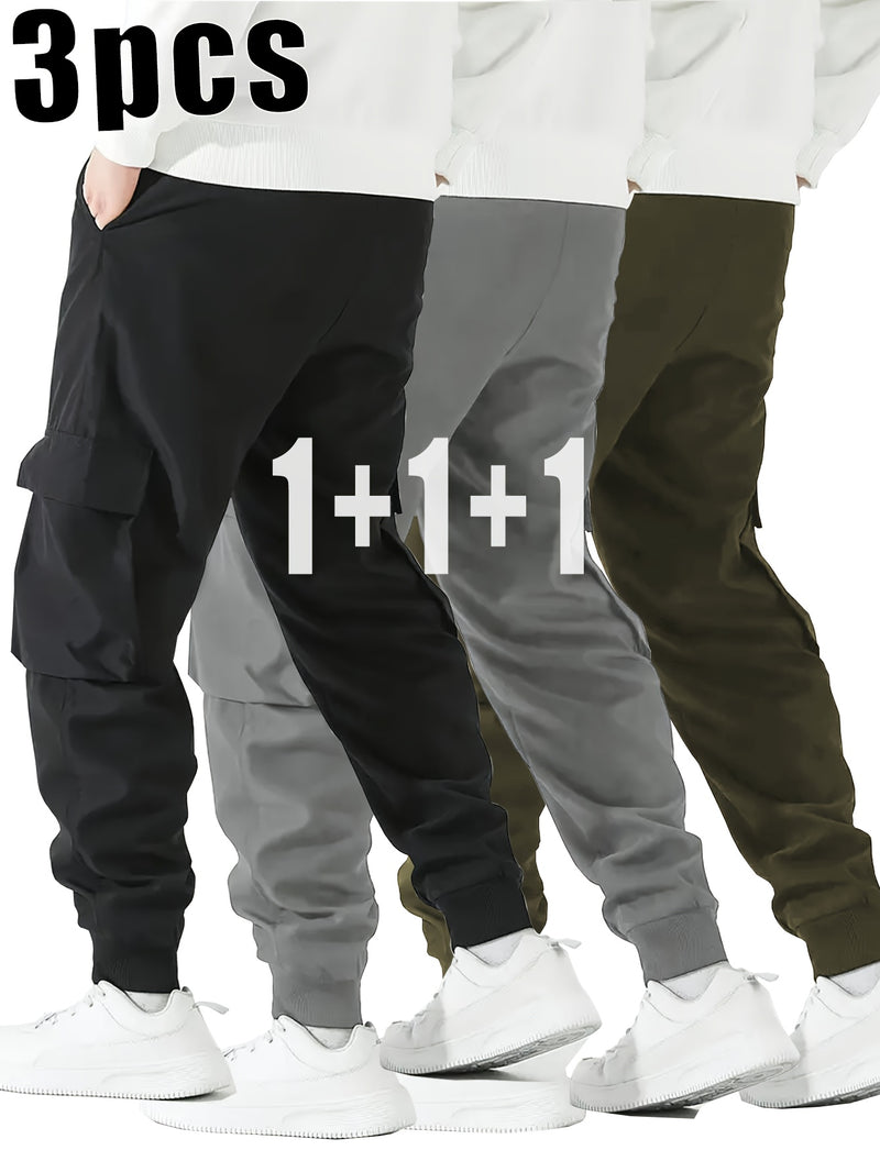 3pcs Men's Heavy-Duty Work Pants.