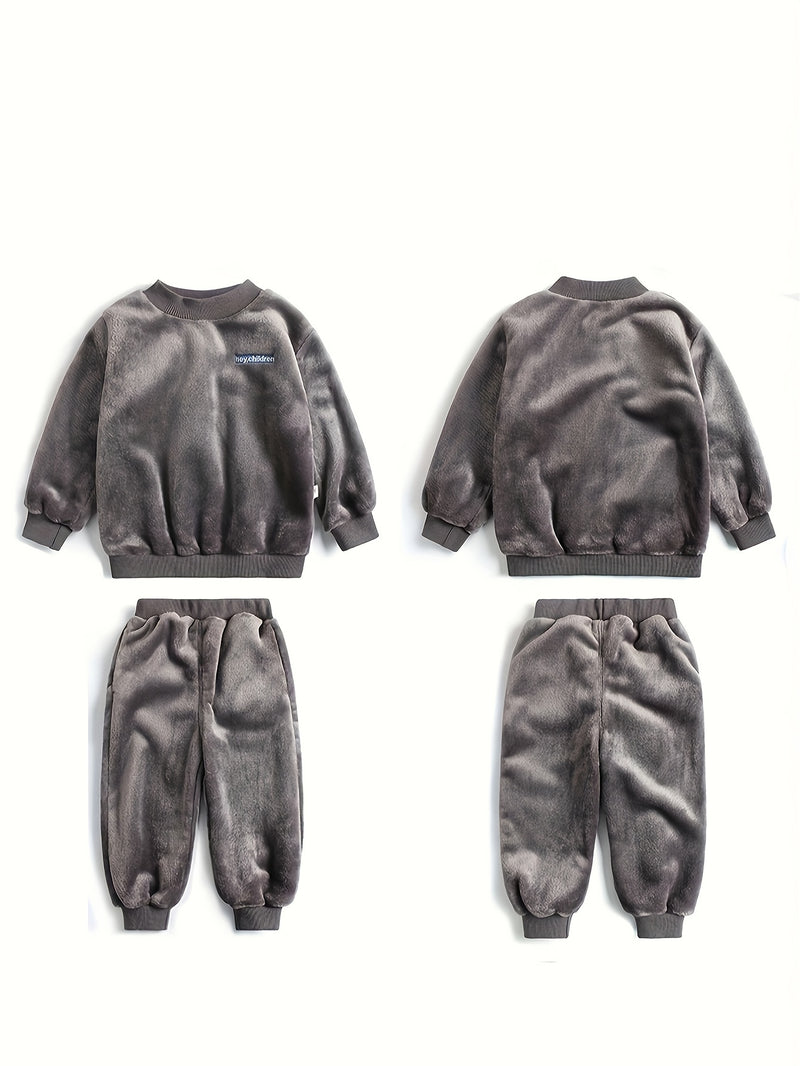 Coral Fleece Set with Fashionable Embroidery.