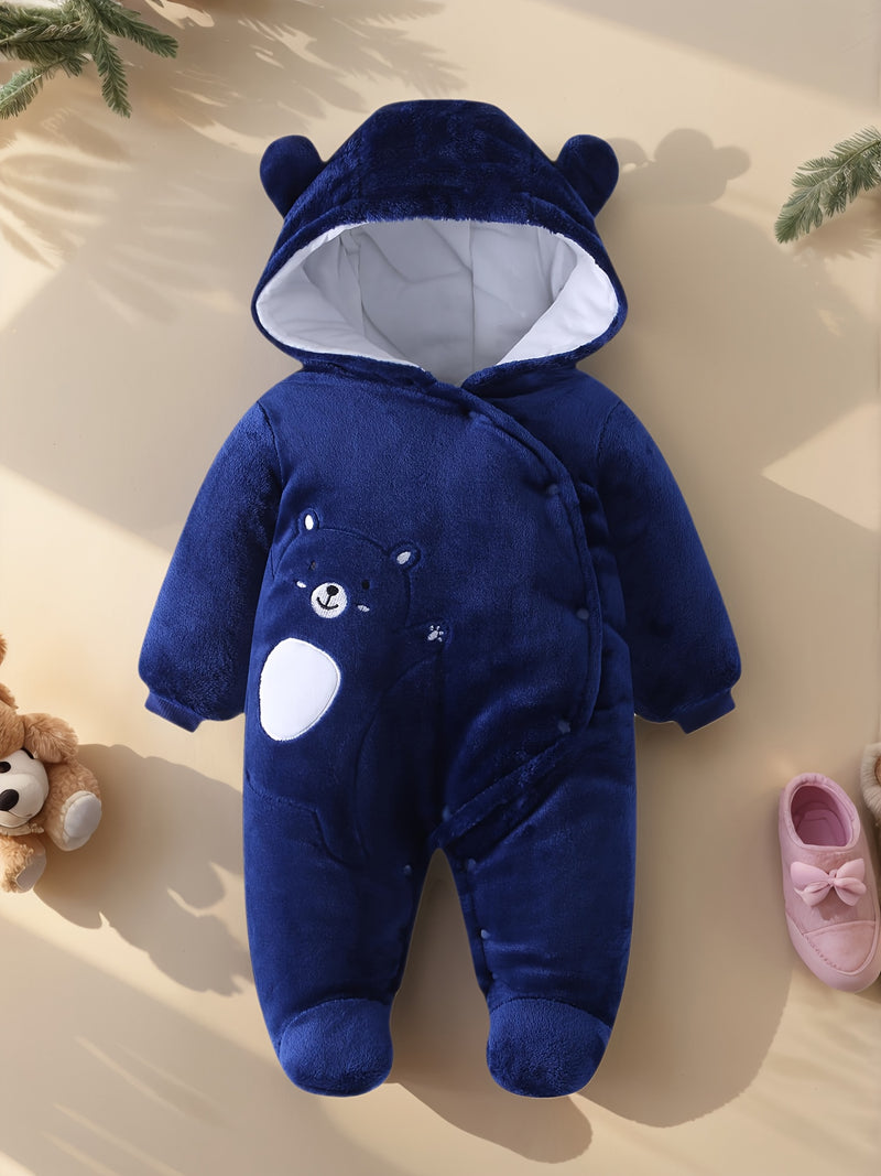 Unisex & Fleece-Lined Thermal Romper with Hooded Hood.