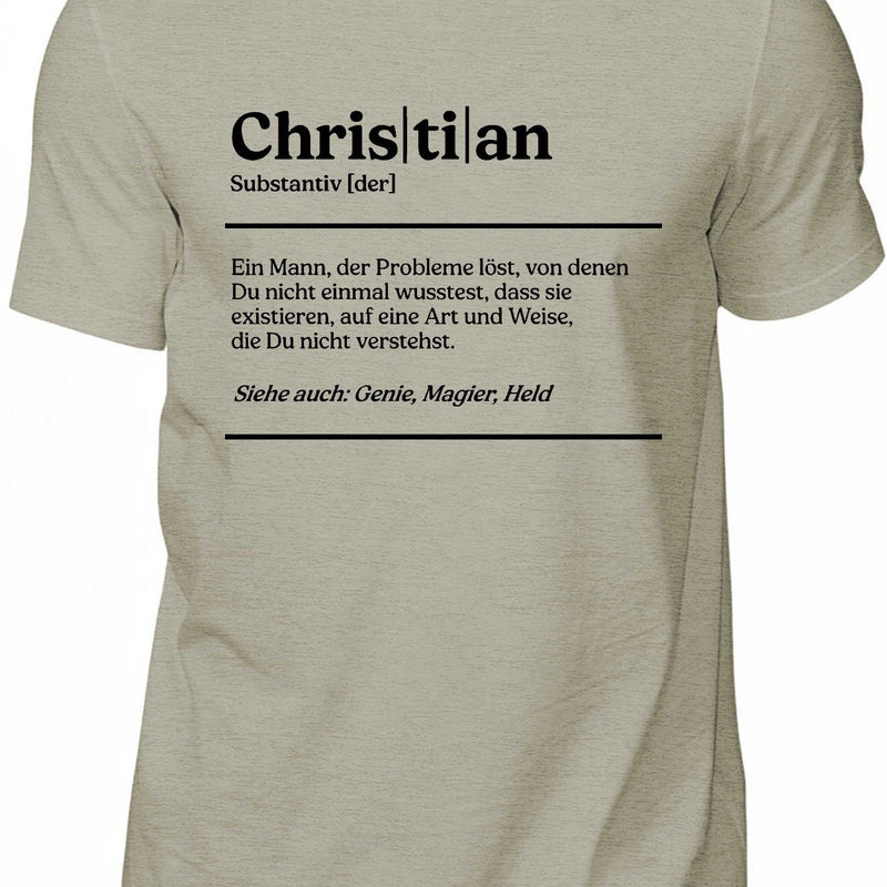 Men's Summer T-Shirt with a Fun Christian German Name And Short Sleeves.