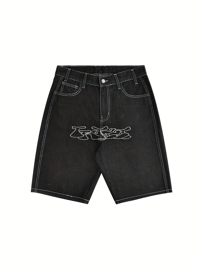 Men's Loose Fit Denim Shorts - Non-Stretch Denim, Mid-Rise Loose Leg Opening.