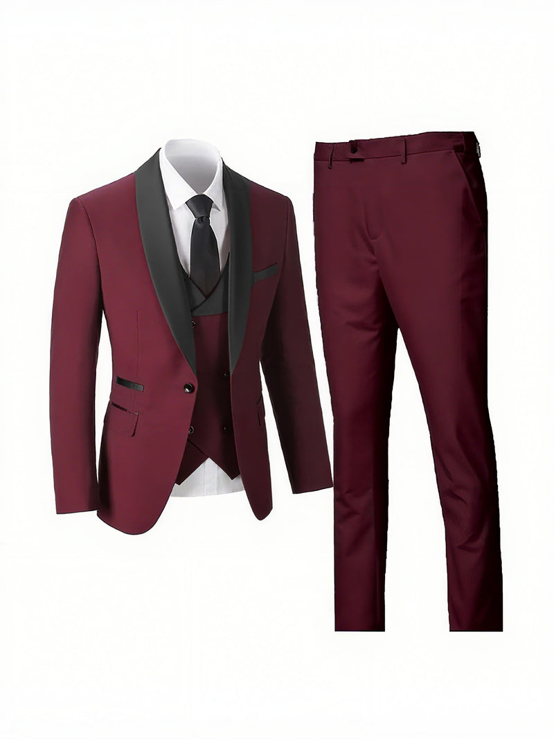 Men's 3pcs Suit Set, Jacket + Vest+ Trousers.