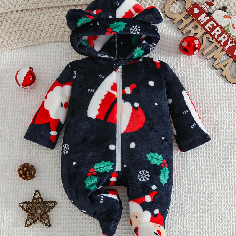 Infant Autumn And Winter Onesie for Boys And Girls, Hooded Outdoor Outfit.