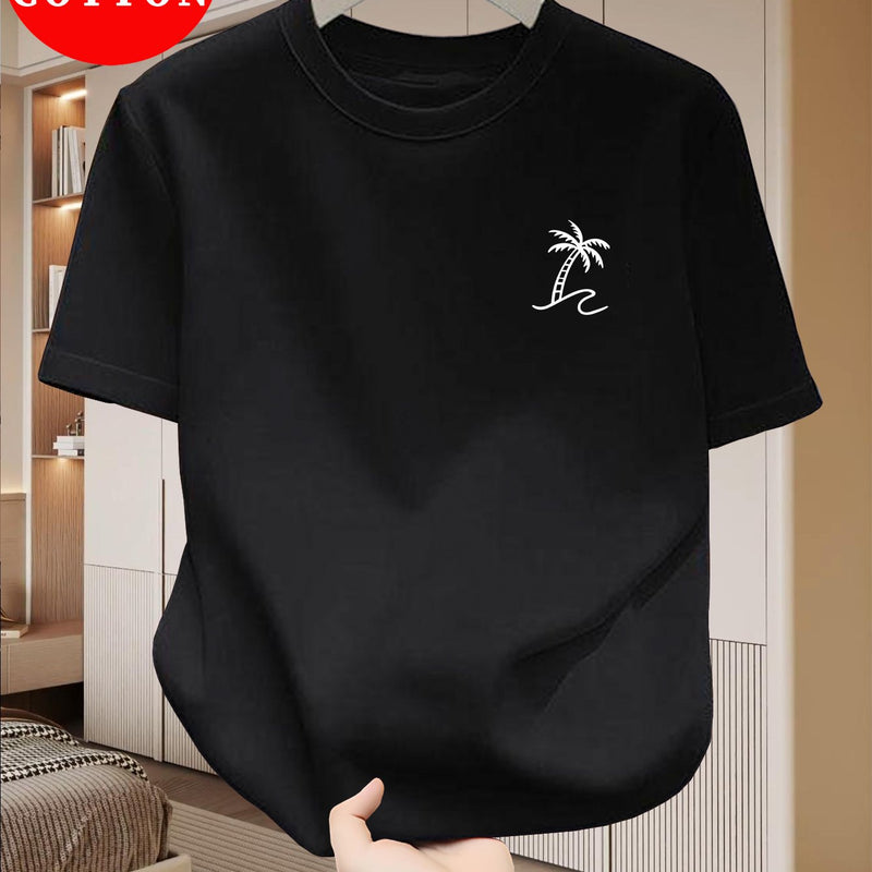 Men's Cotton T-Shirt, Summer Crew Neck Tee.