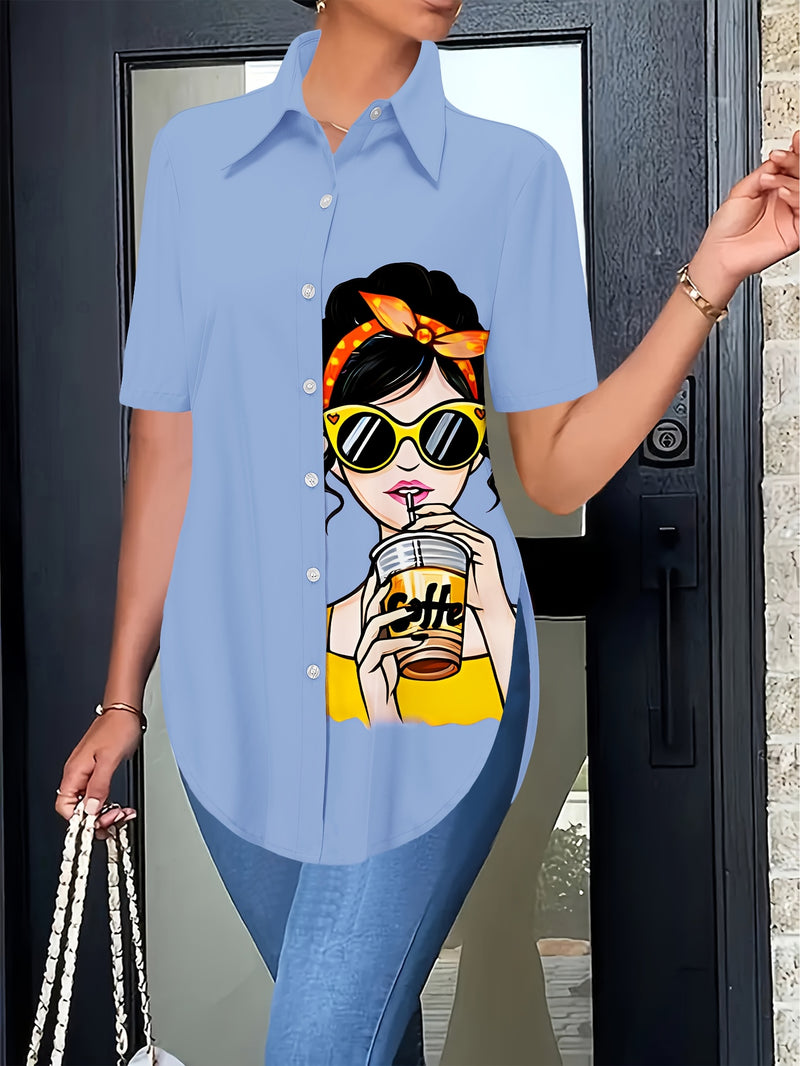 Women’s Beautiful Blouse with Lady and Beauty Pattern Print.