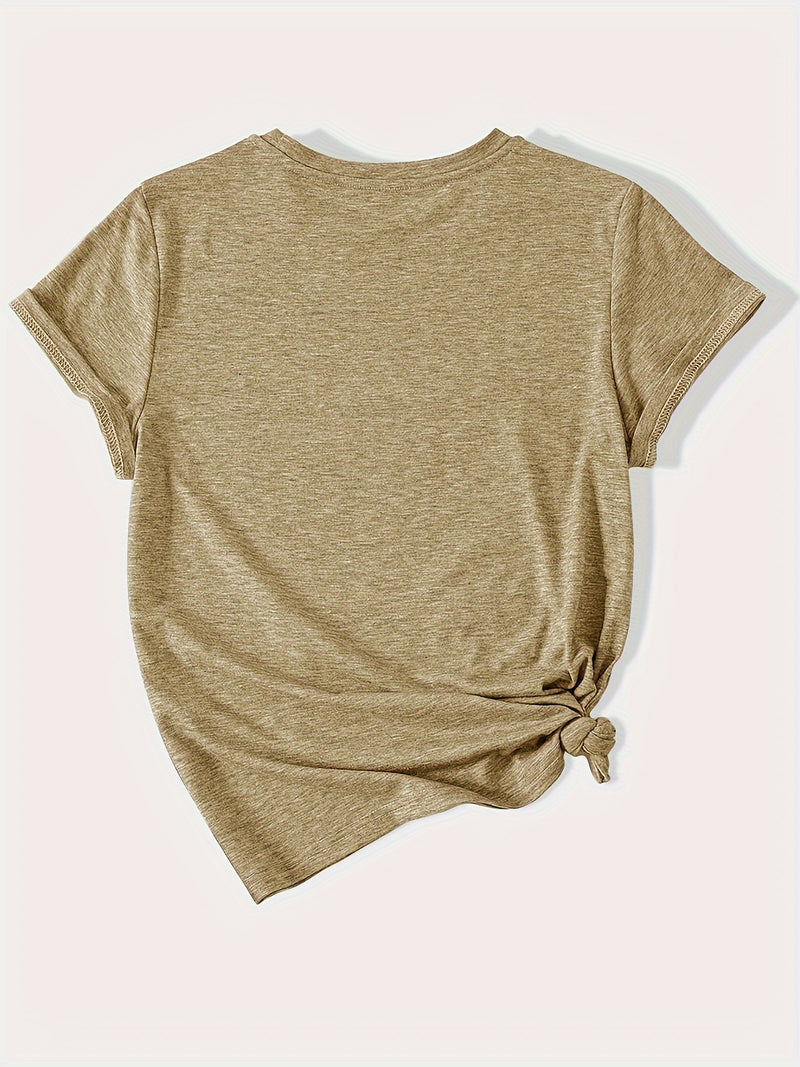 Women’s Casual Sports Vintage Loose Round-Neck Short-Sleeve T-Shirt.