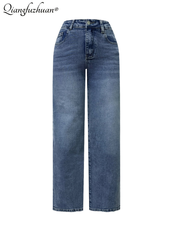 Women's Stretchy Fashionable Washed Blue Jeans.