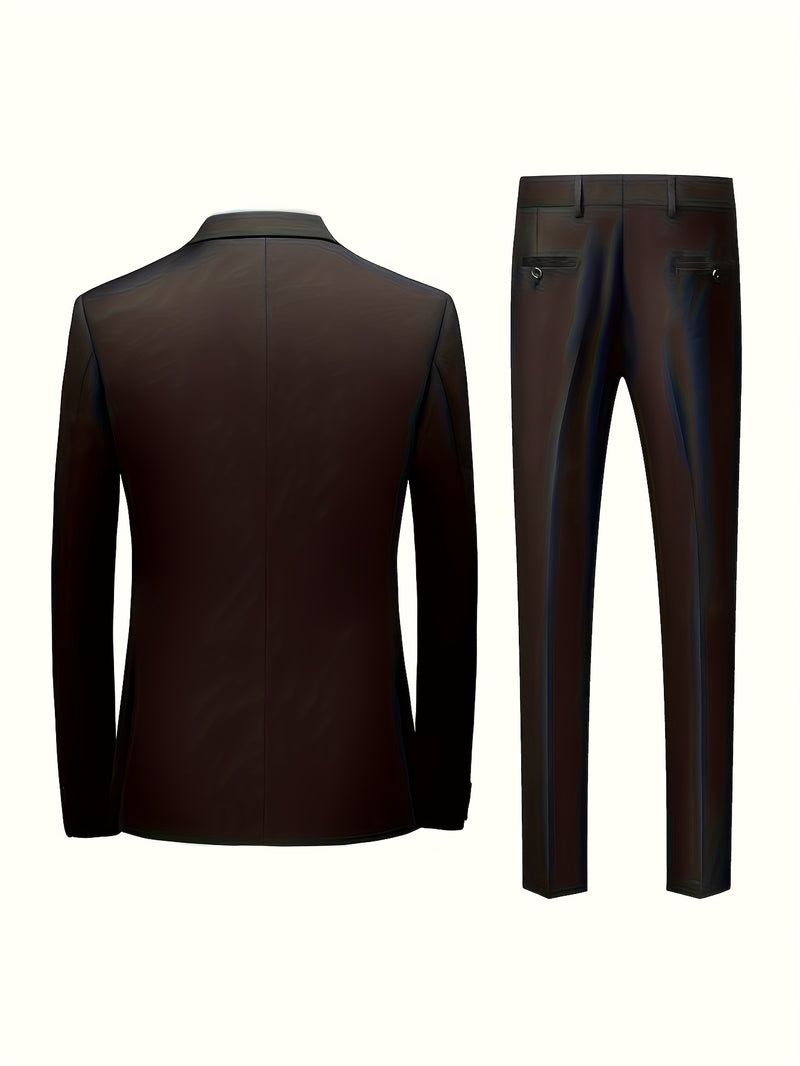 3pcs Men's Suit Set, All-Season Business Wedding Party, Suit Jacket,