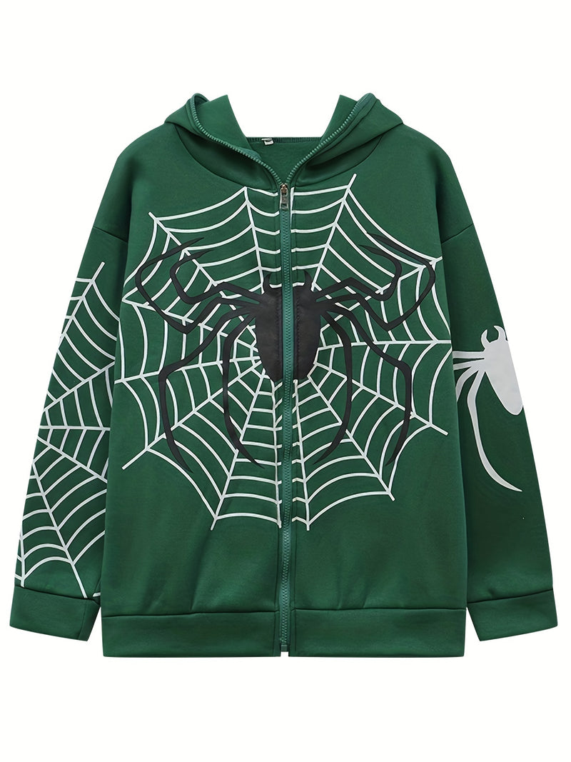2026 Spring Spider Web Zipper Hoodie Women'S Casual Trendy.