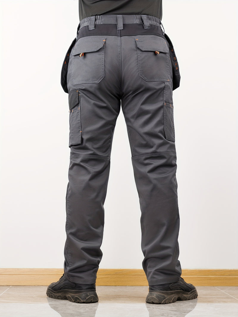 Men's Elastic Cargo Pants with Multiple Pockets, All-Season Style.