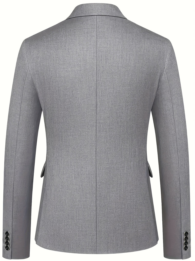 Men'S Three-Piece Suit with a Sophisticated Notch Lapel, Suitable for Weddings.