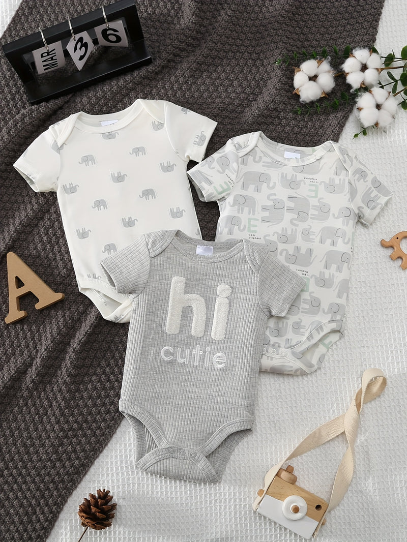 3-Piece Newborn Set with Cute Bear Pattern, Casual Outfit for Boys 0-9 Months.