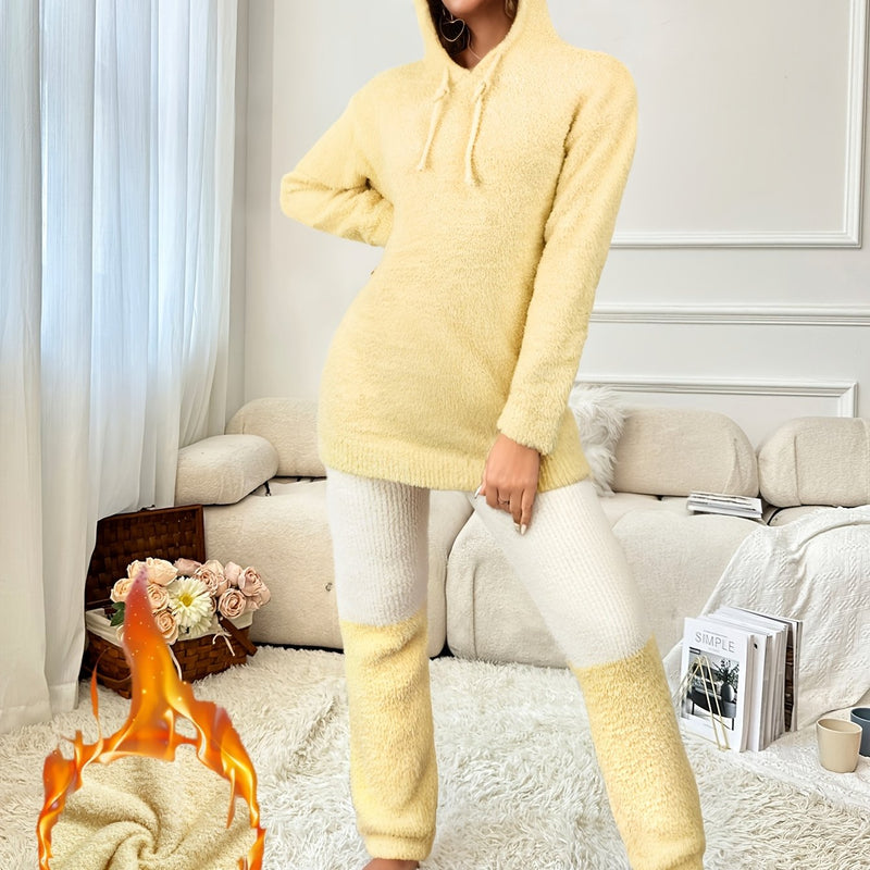 2pcs Women’s Autumn and Winter Thickened Warm Pajama Set.