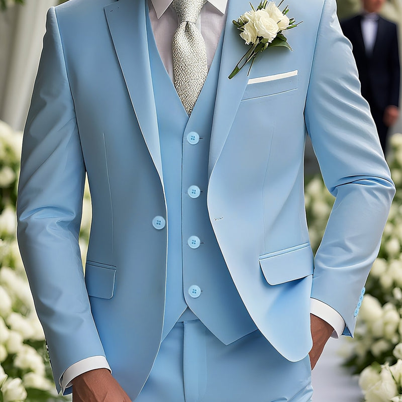High-End Men's Formal Three-Piece Suit Set, Including a Blazer.
