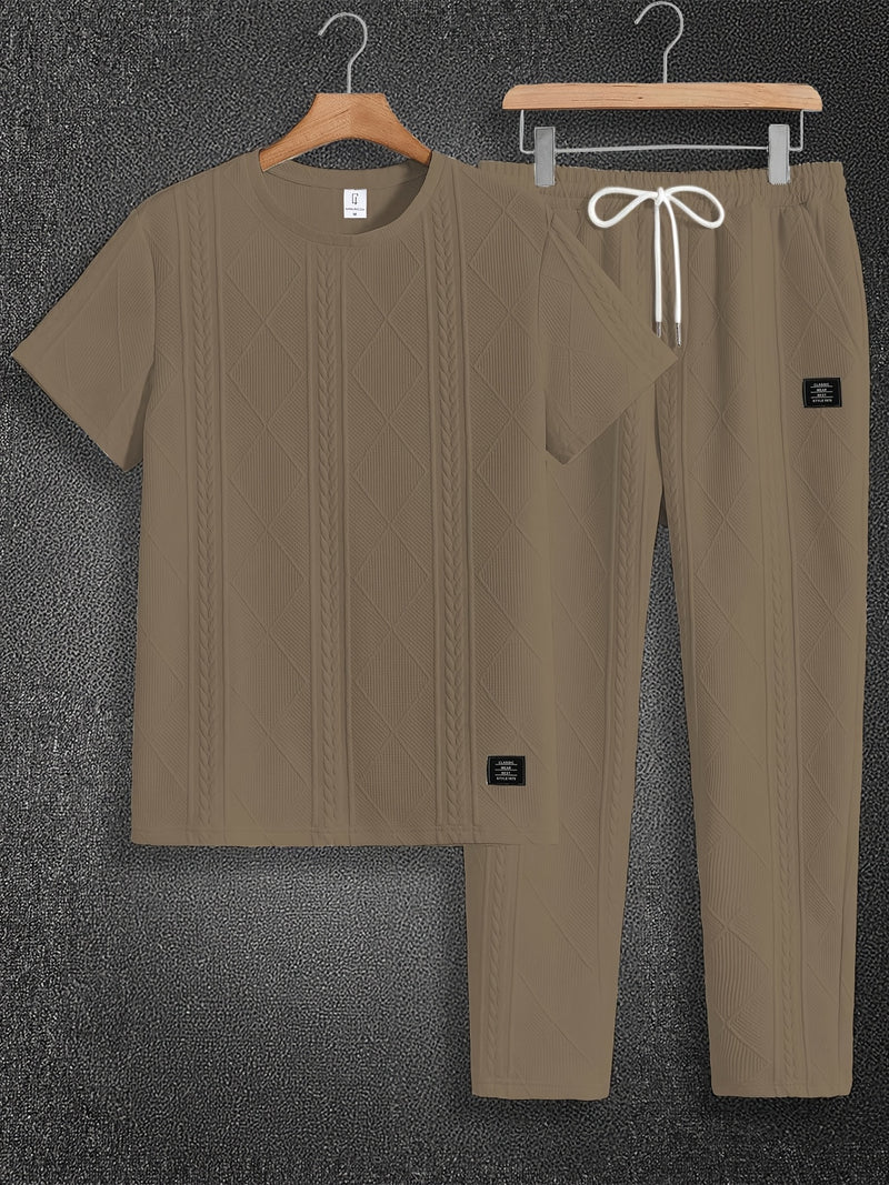 Men's Round Neck Textured Heavyweight Short Sleeve Shirt.