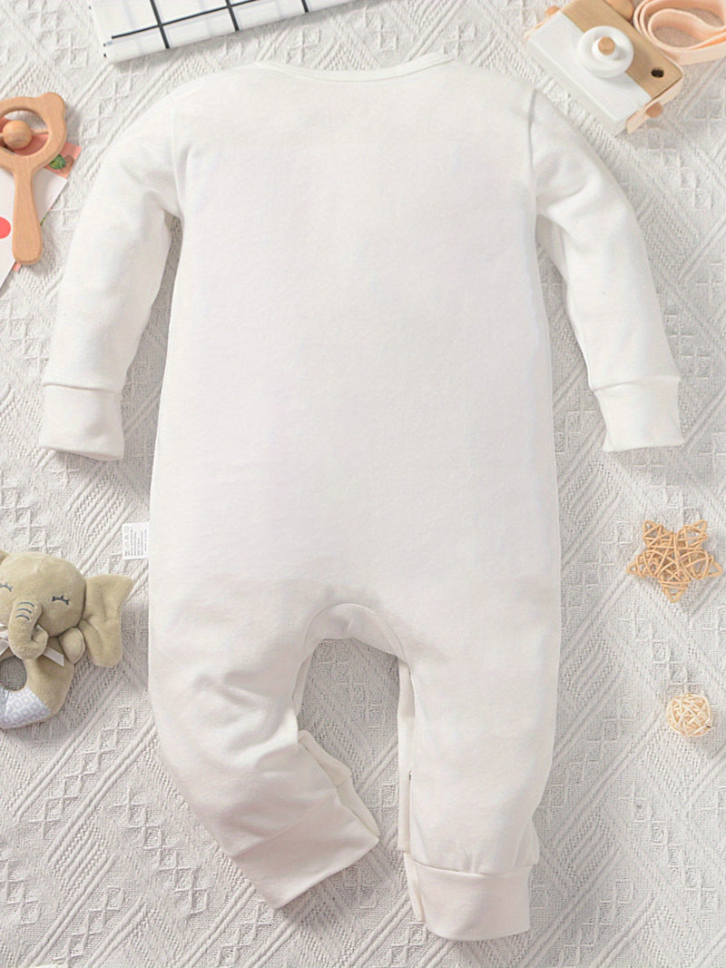 Pure Long-Sleeve Print Bodysuit, Casual Long-Sleeve Jumpsuit for Autumn.