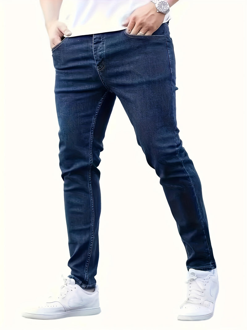 Men's Slim-Fit Stretchy Versatile Classic Solid Color Skinny Jeans.