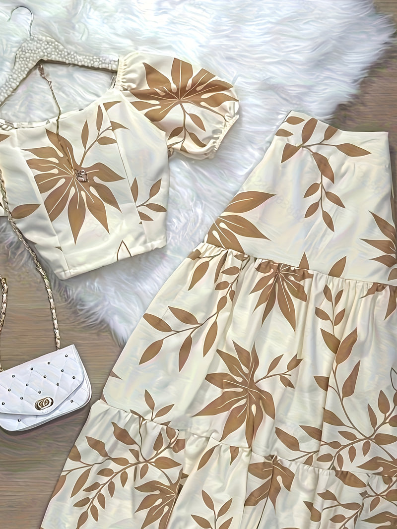 French-Style Printed Outfit, Perfect for Vacations.