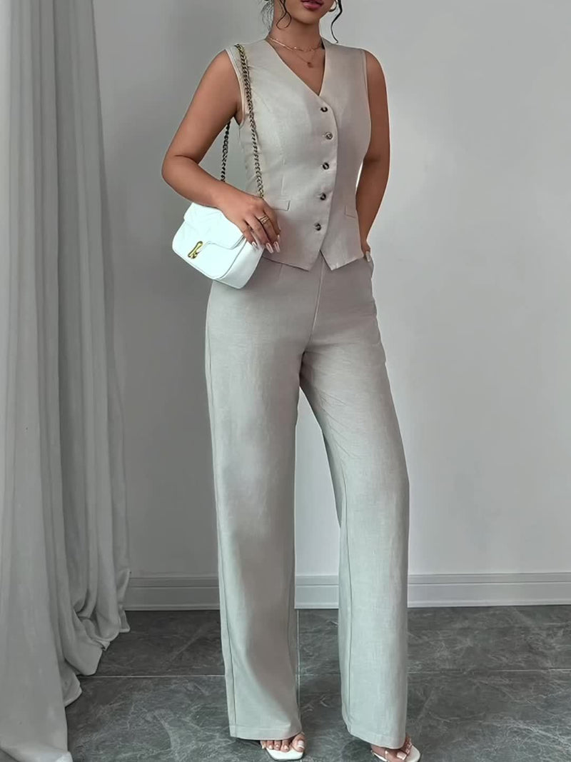 New Summer Women's Casual Elegant Chic Solid Color Sleeveless.