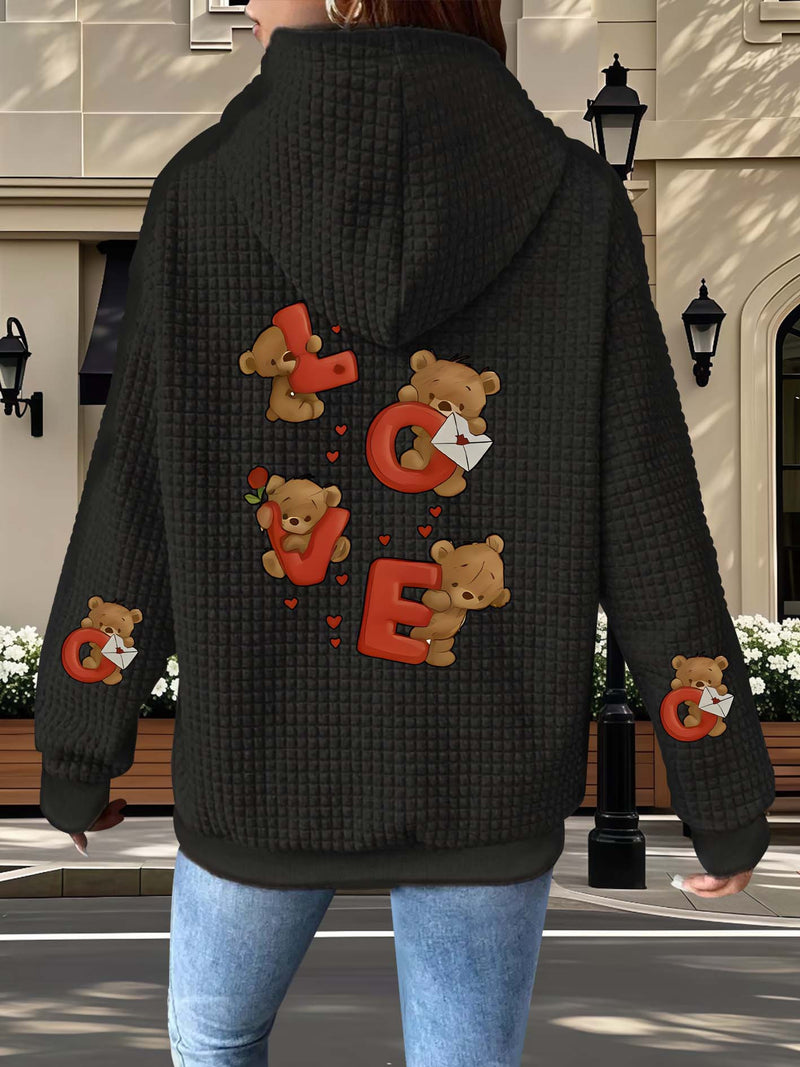 Women's Casual Waffle Zip-Up Hoodie.