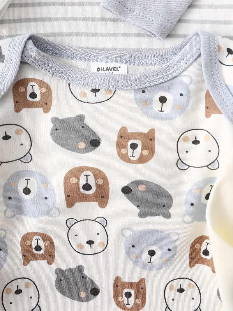 8pcs New Autumn And Winter Long-Sleeve Onesies for Boys And Girls.