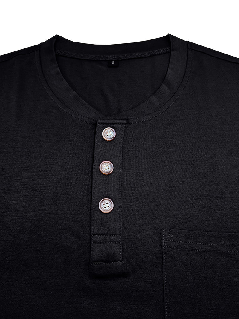 Men's Henley Round Neck Short Sleeve T-Shirt.