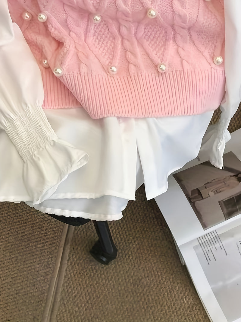 Spring/Summer New Women's Fashion Elegant Pullover Pearl Vest.