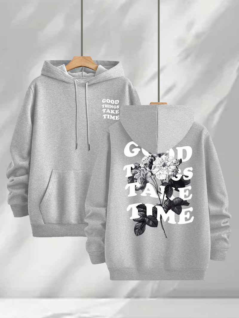 3pcs Trendy Print Sweatshirt, Men's Casual Hooded Sweatshirt.