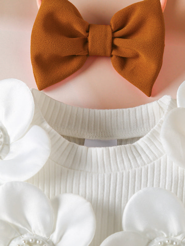 Delivery Bow Hair Tie Girls' Dress Romper Spring/Autumn Style.