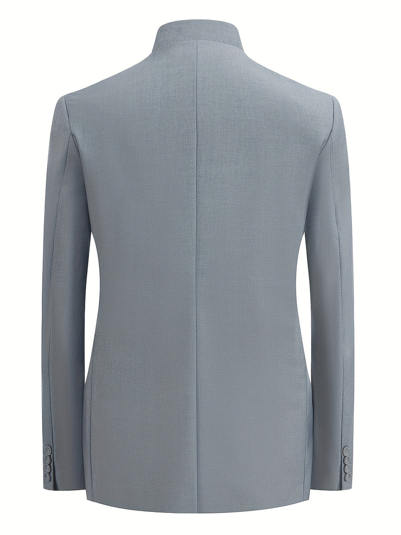 2pcs Men's Mao Suit Jacket and Trousers Set for Banquet and Business.