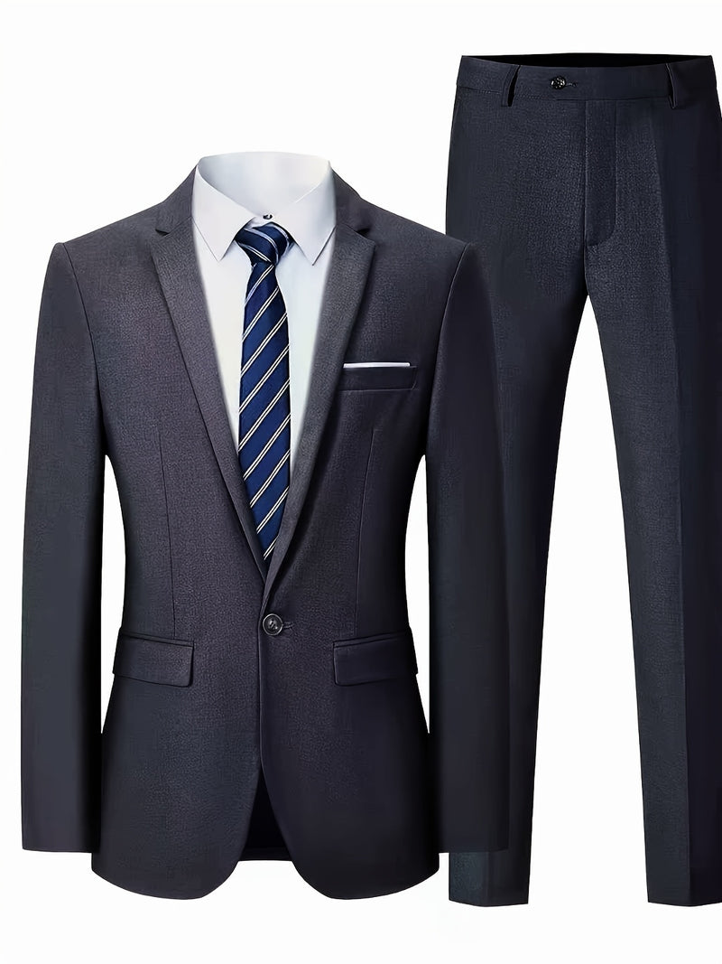 2pcs Classic Suit Set- Men's Formal Wear- High Quality, Comfortable Fit.