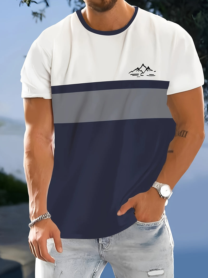 3pcs Men's Stylish Round Neck Short-Sleeve T-Shirts.