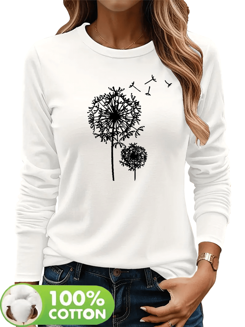 Women's  Long Sleeve Round Neck T-Shirt.
