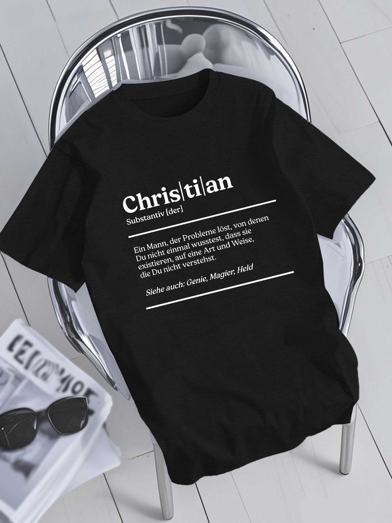 Men's Summer T-Shirt with a Fun Christian German Name And Short Sleeves.
