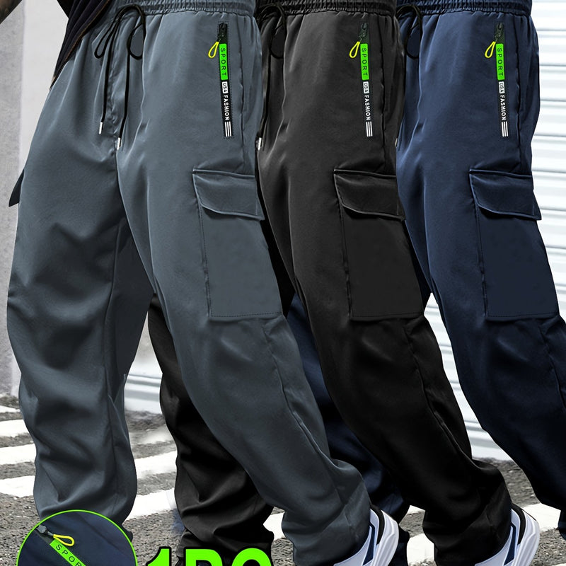 Men's Outdoor Casual Cargo Pants - Made from Polyester Fabric.