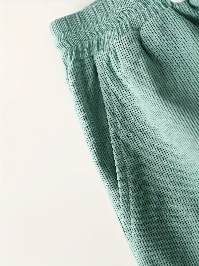 Men's Casual Shorts, Corduroy Drawstring Single-piece Shorts.