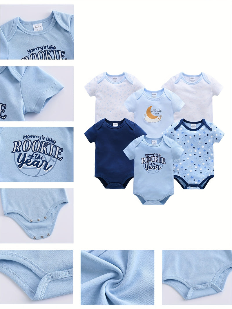 6pcs Newborn Baby Short-Sleeve Onesies.