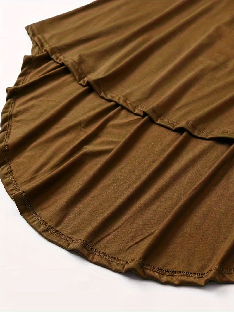 Women's Solid Color Tie-Up Asymmetrical Dress.