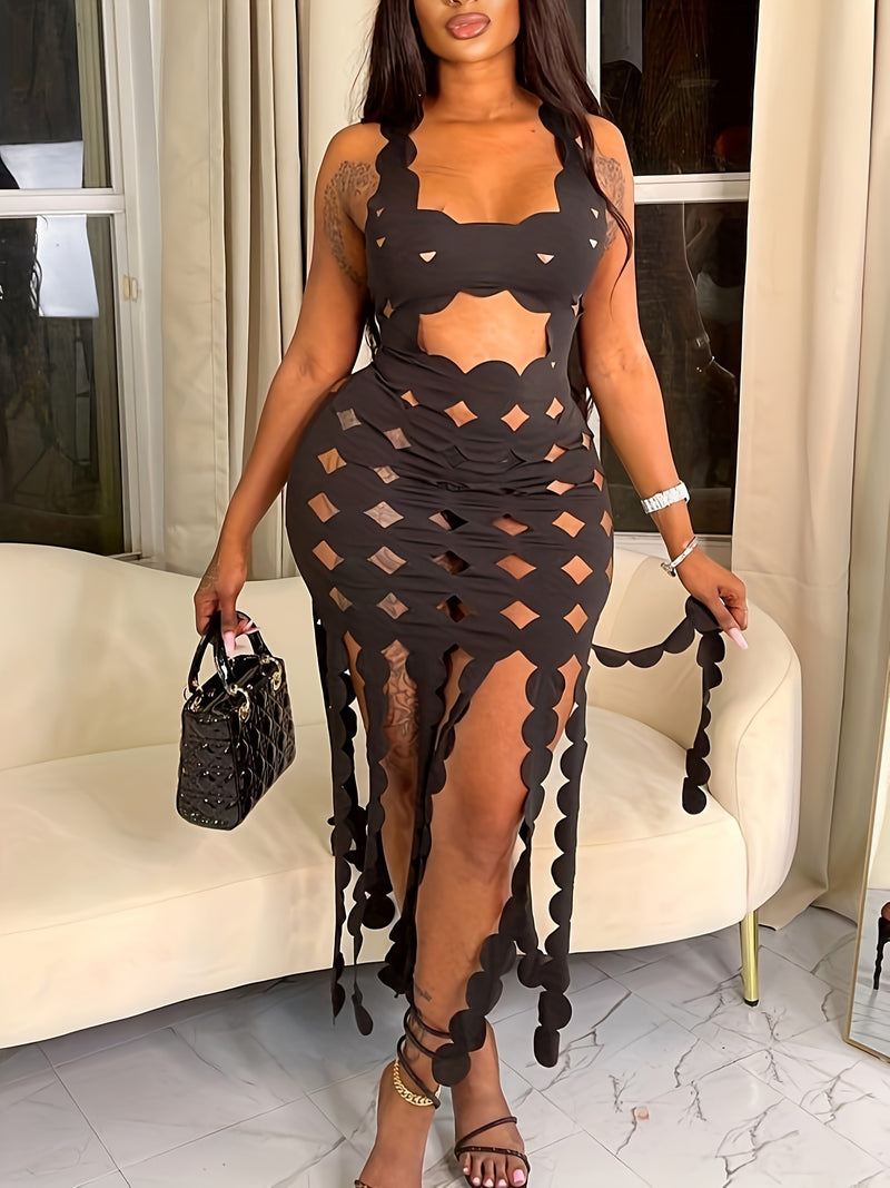 Women's Sexy Sleeveless High-Waisted Bodycon Maxi Dress.