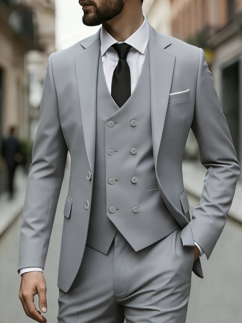 3pcs Men's Suit Set, All-Season Business Wedding Party, Suit Jacket,
