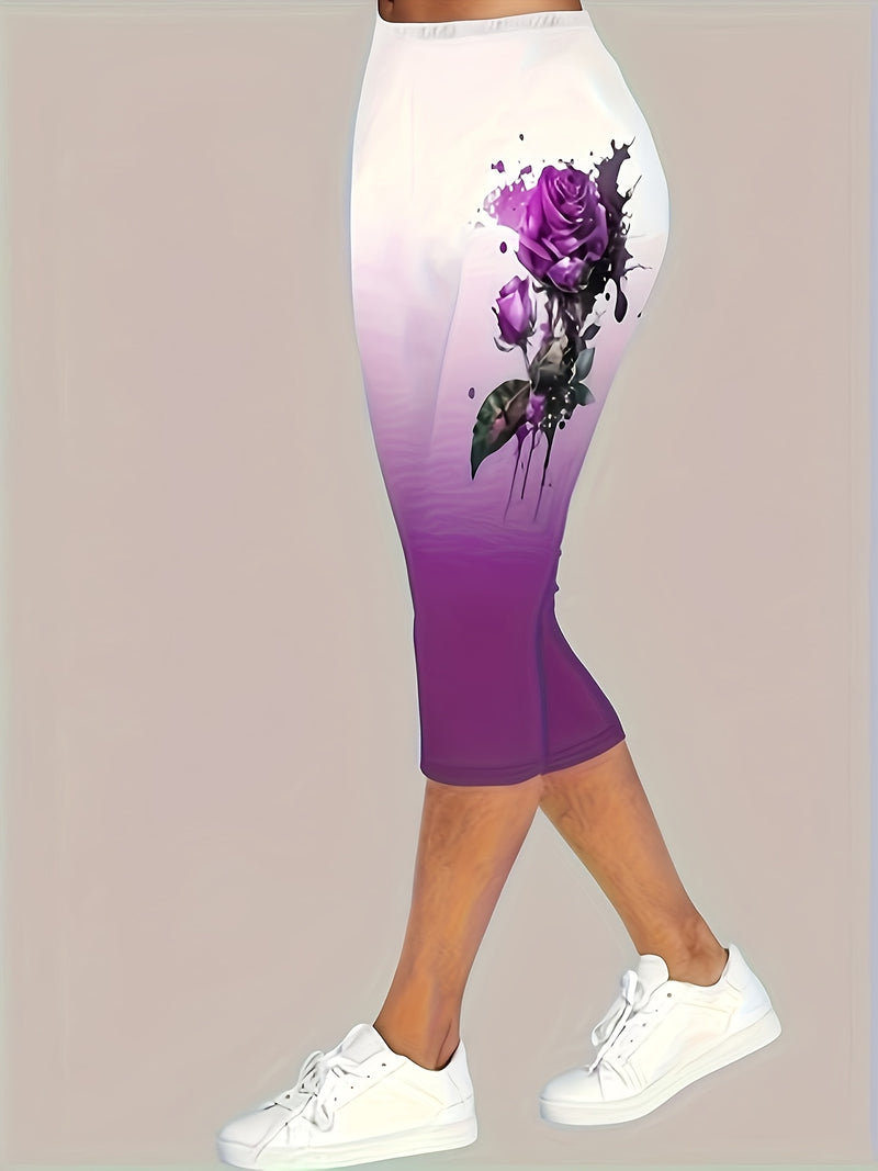 Women’s Off-Shoulder Top with Butterfly Print And Three-Quarter Pants.